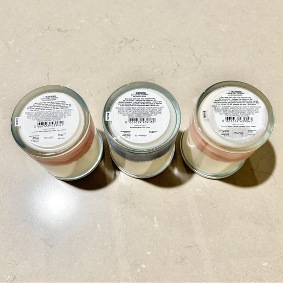 3 Bath & Body Works White Barn Candle Trio Luxe Cotton Fresh Rainfall Linen - Picture 3 of 4